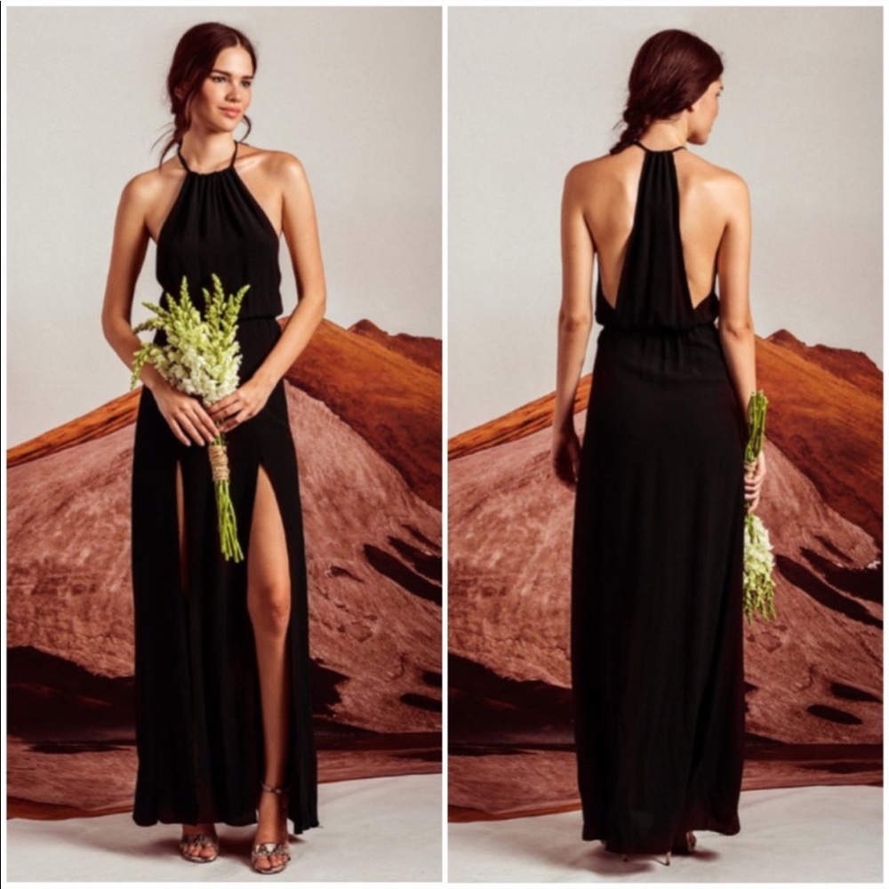 Stone Cold Fox Onyx Halter Gown Black Size 1